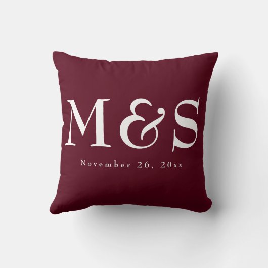 Burgundy Simple Modern Chic Script Wedding Kussen (Achterkant)