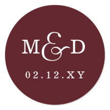 Burgundy Simple Modern Monogram Weddenschap