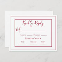 Burgundy Simple Modern Wedding RSVP Briefkaart