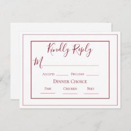 Burgundy Simple Modern Wedding RSVP Briefkaart