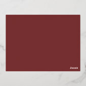 Burgundy Simple Monogram Leaves RSVP Gold Folie Uitnodiging Briefkaart (Achterkant)