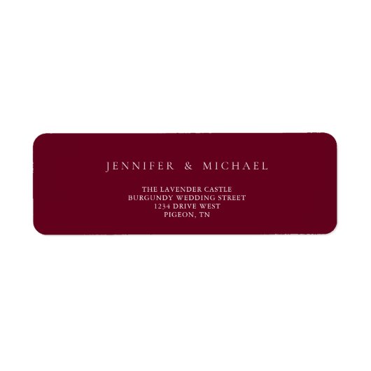 Burgundy Simple New Weds Wedding-modeadres Etiket (Voorkant)