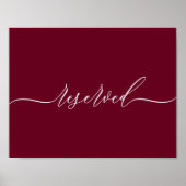 Burgundy Simple Reserved Poster (Voorkant)