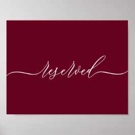 Burgundy Simple Reserved Poster