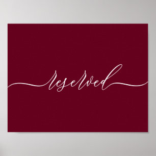 Burgundy Simple Reserved Poster