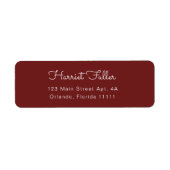Burgundy Simple Script Return Address Label (Voorkant)