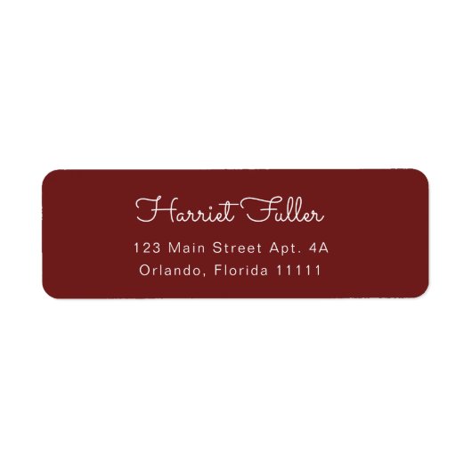 Burgundy Simple Script Return Address Label (Voorkant)
