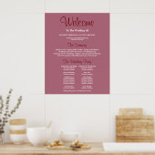 Burgundy Simple Wedding Ceremony Program Sign Poster (Keuken)