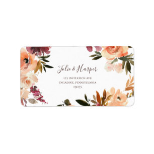 Burgundy Sinaasappel Floral Wedding RSVP Adresetik Etiket