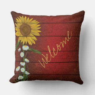 Burgundy Single Sunflower Pillow Kussen