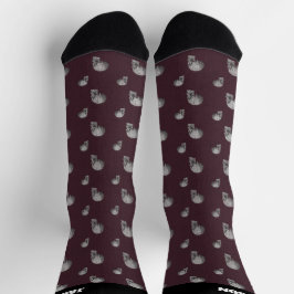 Burgundy Skull Halloween Socks with Name Sokken