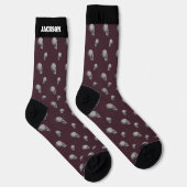 Burgundy Skull Halloween Socks with Name Sokken (Rechts)