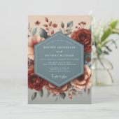Burgundy Slate Autumn Bloom Wedding Kaart (Staand voorkant)