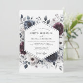 Burgundy & Slate Ethereal Bloom Wedding Kaart (Staand voorkant)