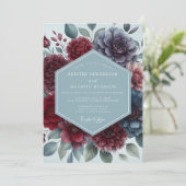 Burgundy Slate Moody Floral Wedding Kaart (Staand voorkant)