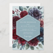 Burgundy Slate Moody Floral Wedding Kaart (Voorkant / Achterkant)