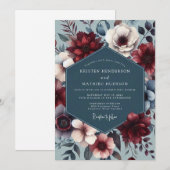 Burgundy Slate Nocturne Wedding Kaart (Voorkant / Achterkant)