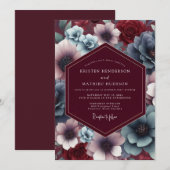 Burgundy Slate Twilight Bloom Wedding Kaart (Voorkant / Achterkant)