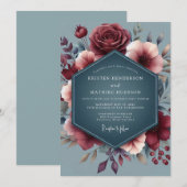 Burgundy Slate Vesper Wedding Kaart (Voorkant / Achterkant)