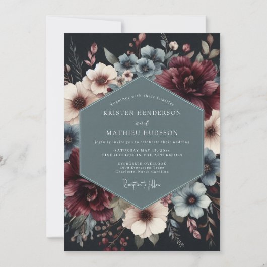 Burgundy Slate Vesperal Wedding Kaart (Voorkant)