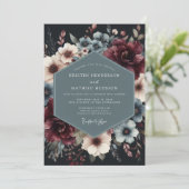 Burgundy Slate Vesperal Wedding Kaart (Staand voorkant)