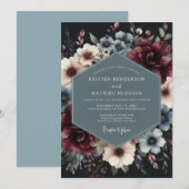 Burgundy Slate Vesperal Wedding Kaart (Voorkant / Achterkant)
