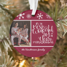 Burgundy Snowflake Geweldige tijd van het Jaar Ornament