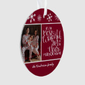 Burgundy Snowflake Geweldige tijd van het Jaar Ornament (voorkant)