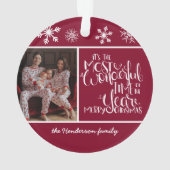 Burgundy Snowflake Geweldige tijd van het Jaar Ornament (achterkant)