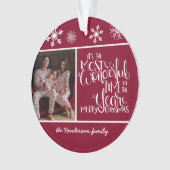 Burgundy Snowflake Geweldige tijd van het Jaar Ornament (voorkant)