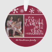 Burgundy Snowflake Geweldige tijd van het Jaar Ornament (voorkant)