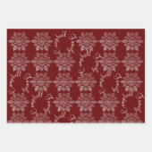 Burgundy Snowflake - kerstfamilienaam Inpakpapier Vel (Voorkant 2)
