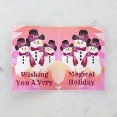 Burgundy Snowman met pooldots Feestdagen Kaart (Binnen)