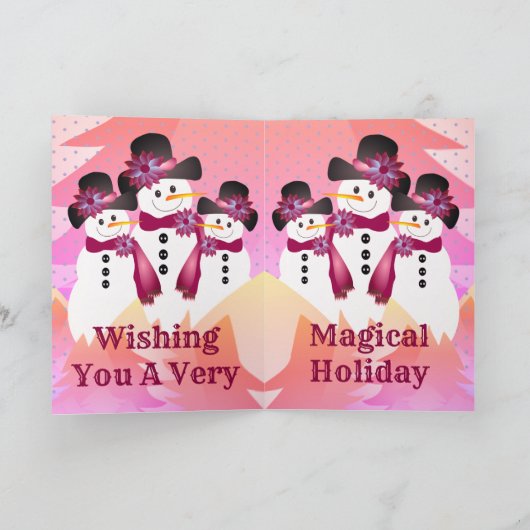 Burgundy Snowman met pooldots Feestdagen Kaart (Binnen)