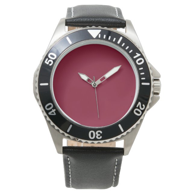 Burgundy Solid Color Horloge (Voorkant)