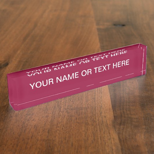 Burgundy Solid Color Naambordje (Zijkant)