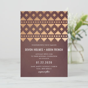 Burgundy Southwest Gleam Wedding Invitation Kaart