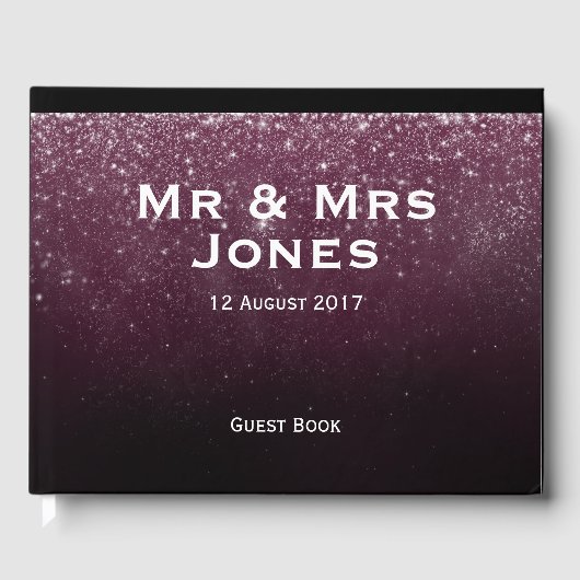Burgundy Sparkle Mr & Mrs Wedding Guest Book Gastenboek (Voorkant)