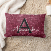 Burgundy Sparkle Shimmer Monogram Name & Initiaal Kussen (Deken)