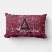 Burgundy Sparkle Shimmer Monogram Name & Initiaal Kussen (Voorkant)