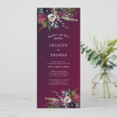 Burgundy Splendor Boho Floral Wedding Kaart (Staand voorkant)