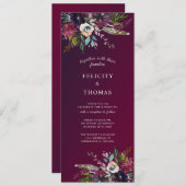 Burgundy Splendor Boho Floral Wedding Kaart (Voorkant / Achterkant)