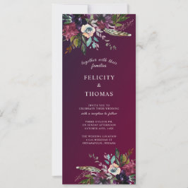 Burgundy Splendor Boho Floral Wedding Kaart