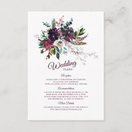 Burgundy Splendor Boho Floral Wedding Plans Informatiekaartje