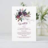 Burgundy Splendor Boho Floral Wedding Plans Informatiekaartje (Staand voorkant)