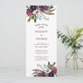 Burgundy Splendor Boho Florals White Wedding Kaart (Staand voorkant)