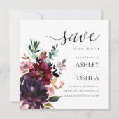 Burgundy Splendor Waterverf Floral Save the Date Kaart (Voorkant)