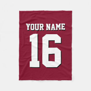 Burgundy Sporty Team Jersey Fleece Deken