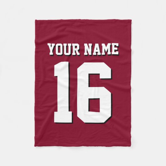 Burgundy Sporty Team Jersey Fleece Deken (Voorkant)