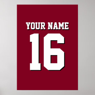 Burgundy Sporty Team Jersey Poster